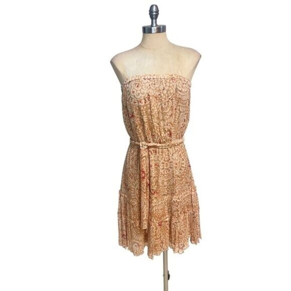 Diane Von Furstenberg Bacardi Strapless Silk Dress Tiered Ruffles size 6 - Picture 1 of 5